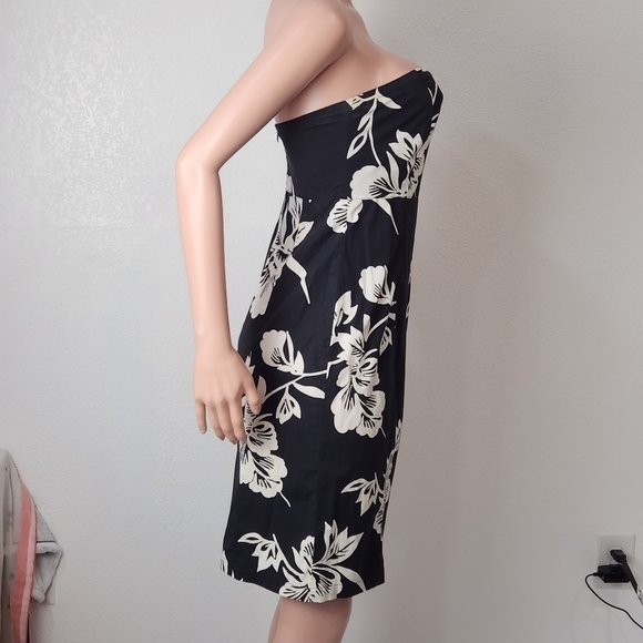 GAP Dress Y2K Summer 2003 Strapless Stretch Floral Tropical Black White Size: 8 - Picture 8 of 11